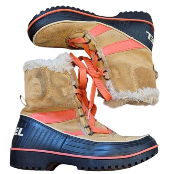 Sorel Light Beige Tivoli II Suede Snow Boots Size US 5 - Picture 1 of 7